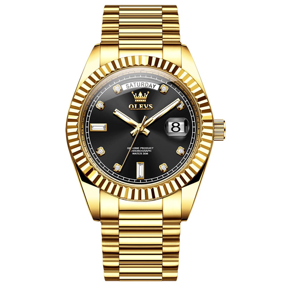 OLEVS 6736 Fluted Bezel Mechanical Watch for Men - Silver White Watch | Olevs Watch Store
