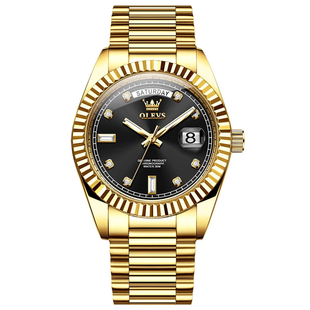 OLEVS 6736 Fluted Bezel Mechanical Watch for Men - Silver White Watch | Olevs Watch Store