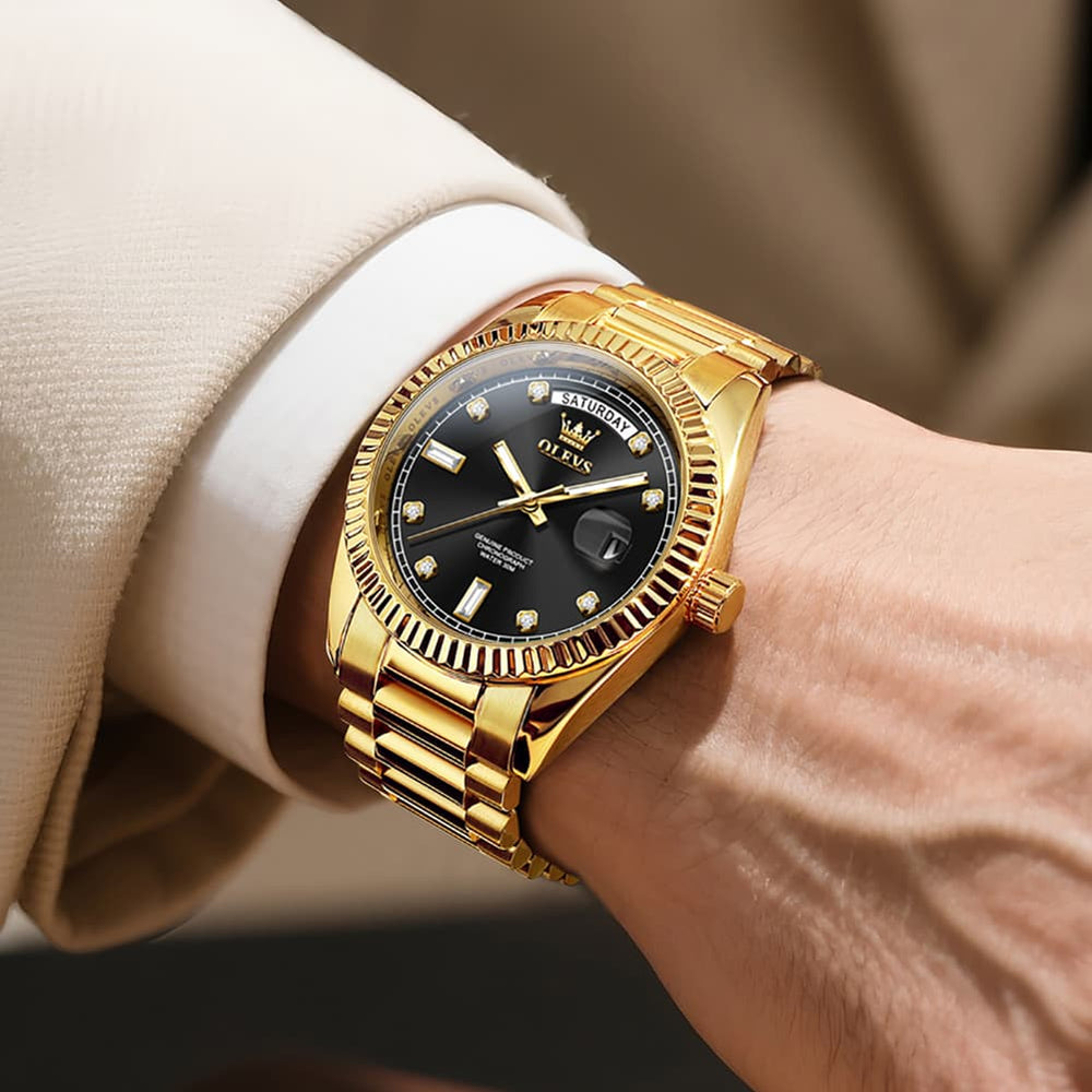 OLEVS 6736 Fluted Bezel Mechanical Watch for Men - Silver White Watch | Olevs Watch Store