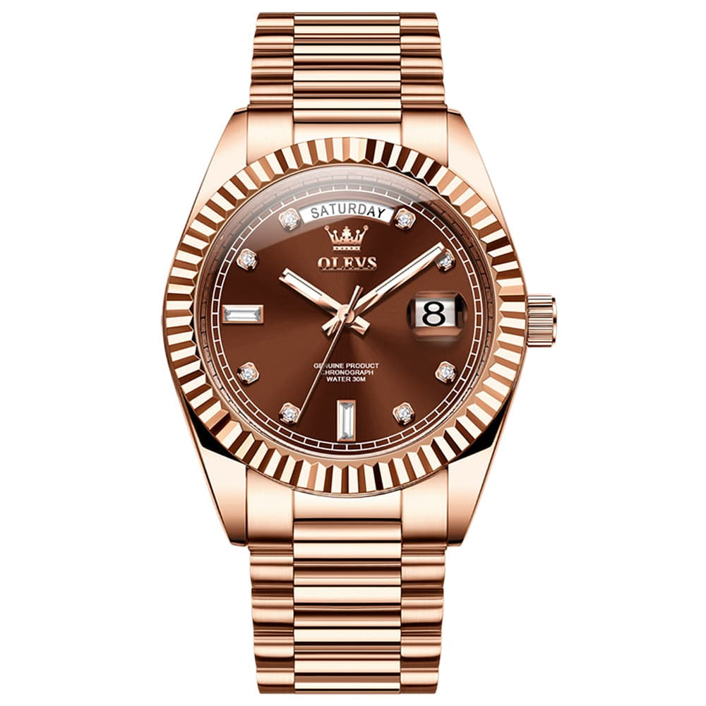 OLEVS 6736 Fluted Bezel Mechanical Watch for Men - Silver White Watch | Olevs Watch Store