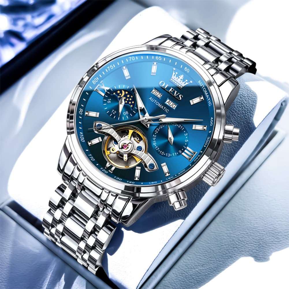 OLEVS 6740 Skeleton Flywheel Mechanical Watch for Men