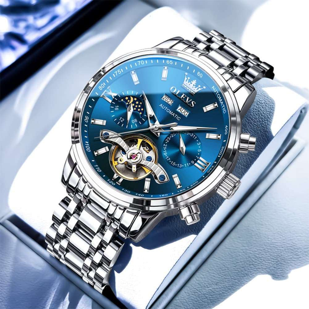 OLEVS 6740 Skeleton Flywheel Mechanical Watch for Men