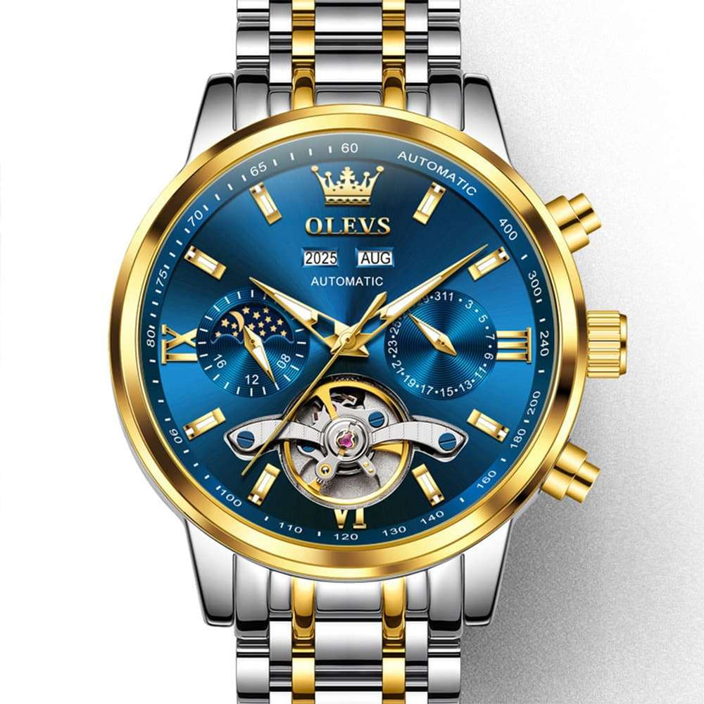 OLEVS 6740 Skeleton Flywheel Mechanical Watch for Men