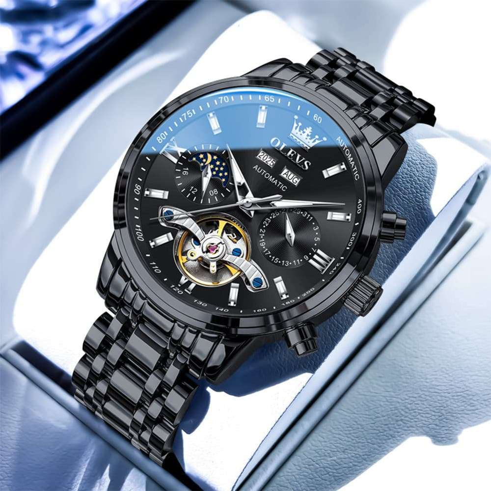 OLEVS 6740 Skeleton Flywheel Mechanical Watch for Men