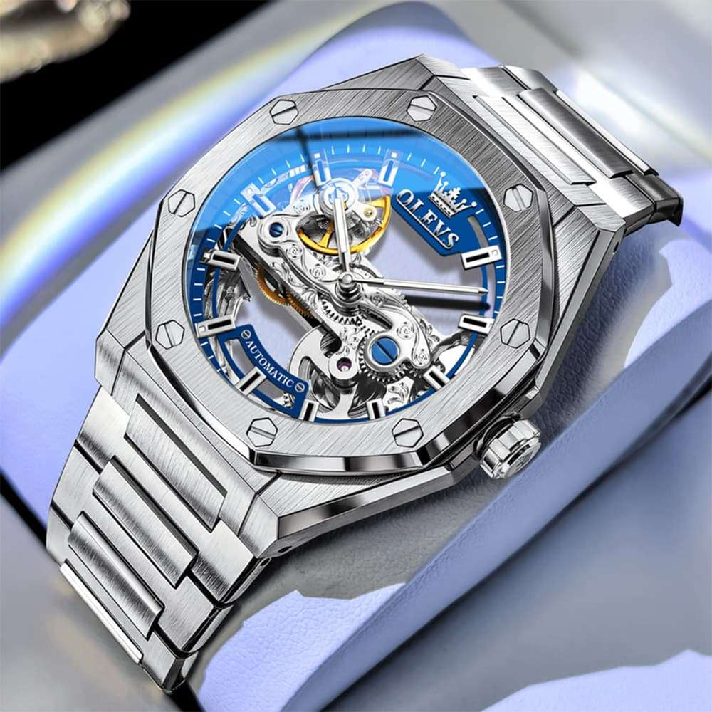 OLEVS 6742 Octagonal Skeleton Mechanical Watch for Men