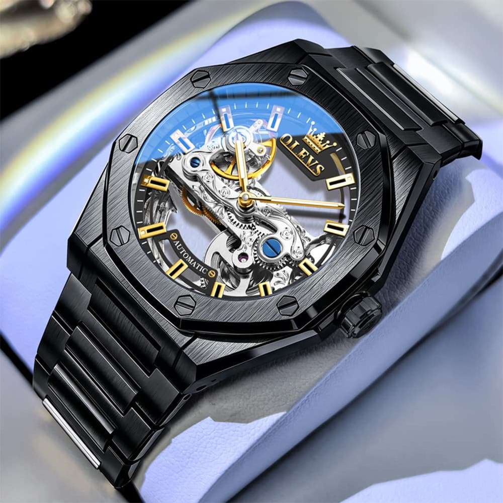 OLEVS 6742 Octagonal Skeleton Mechanical Watch for Men