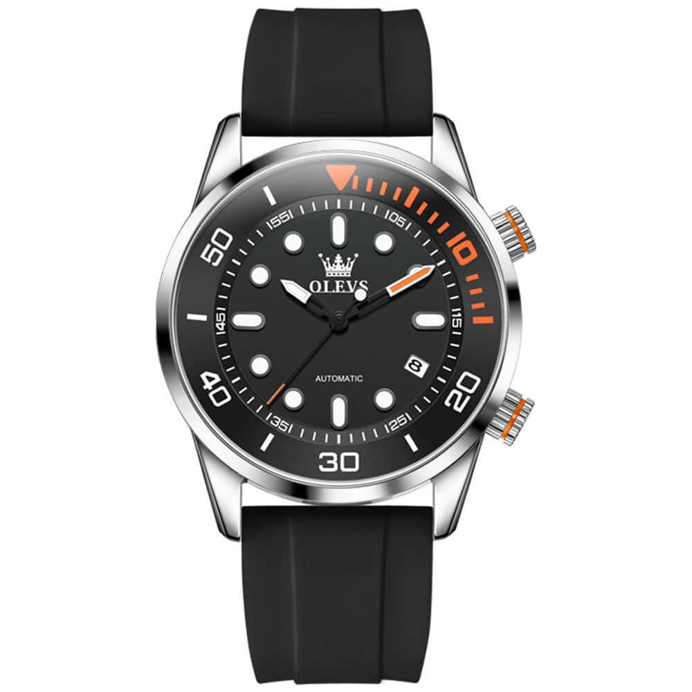 OLEVS 6751 Dive Style Silicone Strap Mechanical Watch for Men - Silicone Blue Watch | Olevs Watch Store