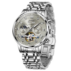 silver gray automatic mechanical watch - OLEVS 6763