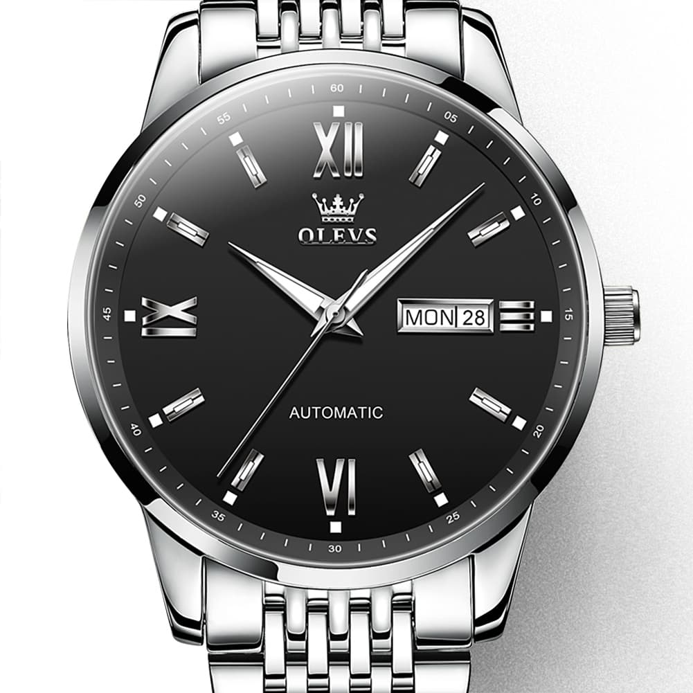 OLEVS 6777 Minimalist Day Date Mechanical Watch for Men - Two Tone White Watch | Olevs Watch Store