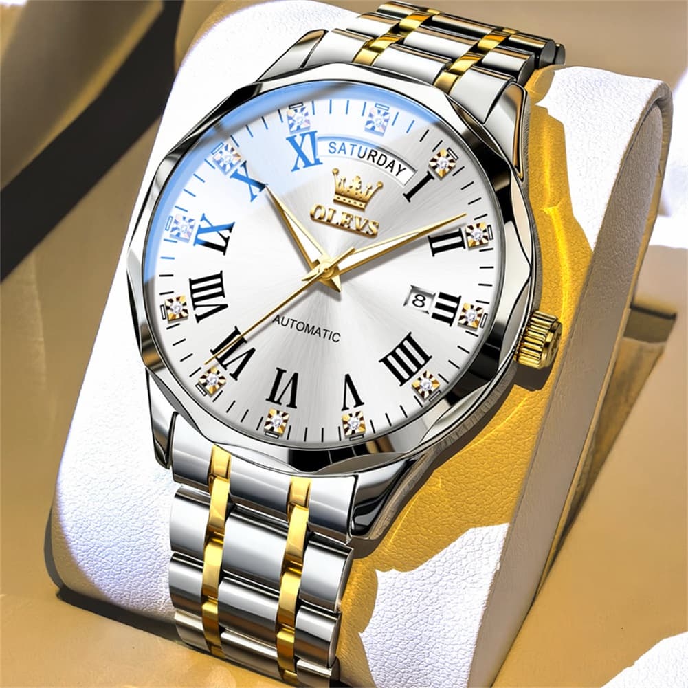OLEVS 6780 Roman Numerals Day Date Mechanical Watch for Men - All Gold Watch | Olevs Watch Store