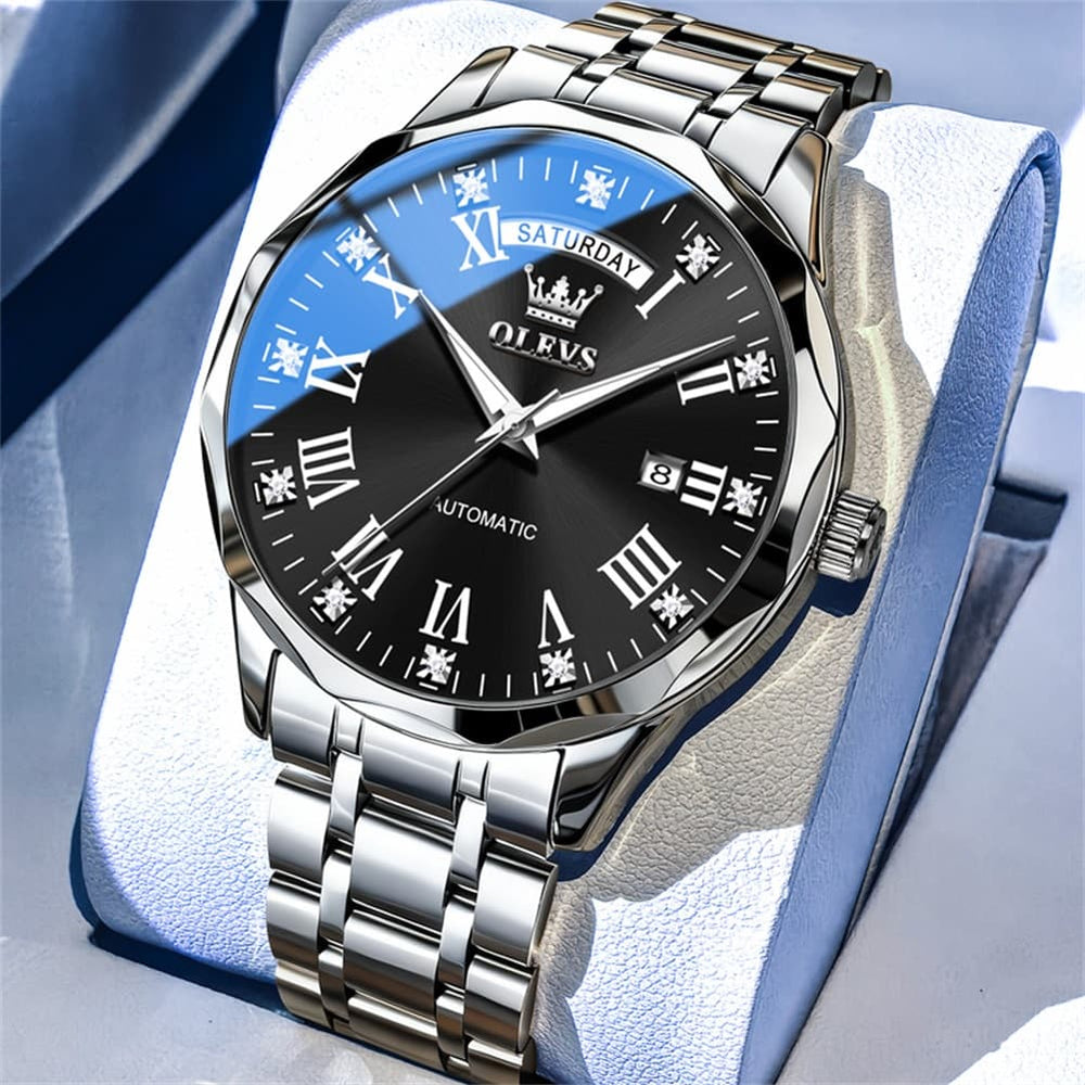 OLEVS 6780 Roman Numerals Day Date Mechanical Watch for Men - All Gold Watch | Olevs Watch Store