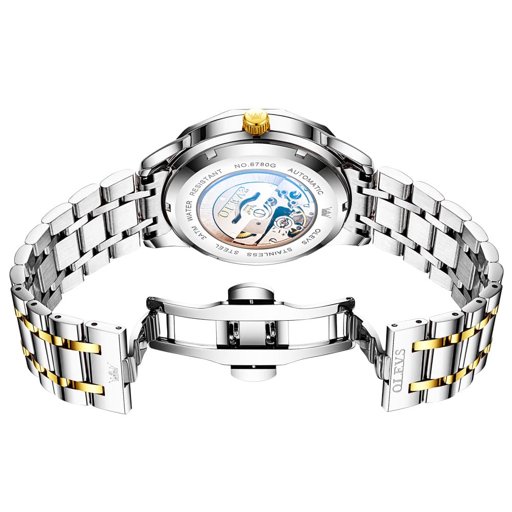 OLEVS 6780 Roman Numerals Day Date Mechanical Watch for Men - All Gold Watch | Olevs Watch Store