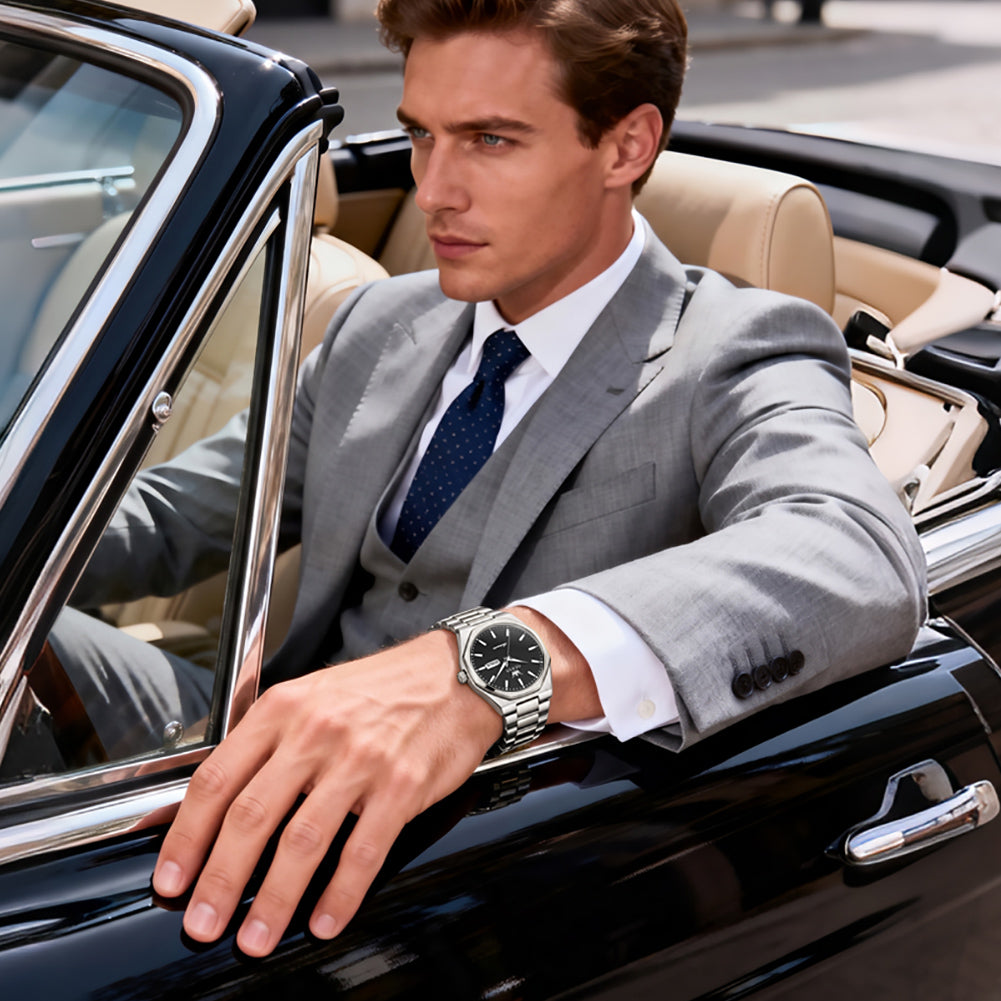 Silver Black automatic watch lifestyle - OLEVS 6786