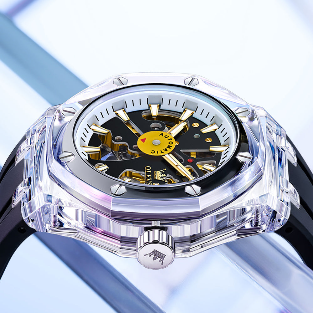 Black Clear transparent case closeup - OLEVS 6788