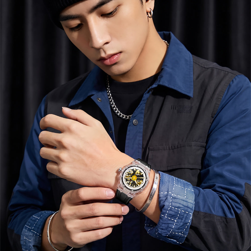 Black Clear automatic watch lifestyle - OLEVS 6788