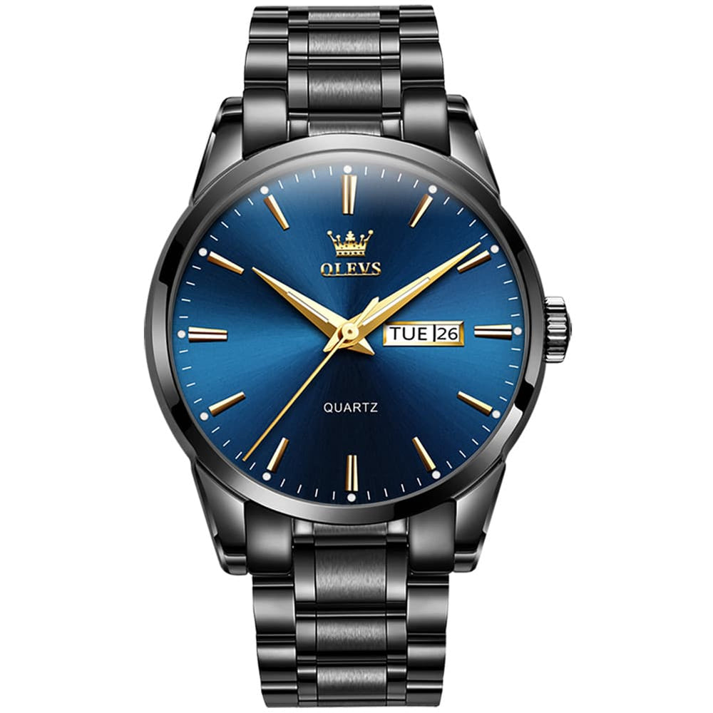 OLEVS 6898 Ultra Thin Day Date Watch Stainless Steel Quartz Casual Timepiece for Men - Gold White Watch | Olevs Watch Store