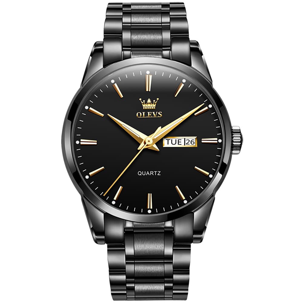 OLEVS 6898 Ultra Thin Day Date Watch Stainless Steel Quartz Casual Timepiece for Men - Gold White Watch | Olevs Watch Store