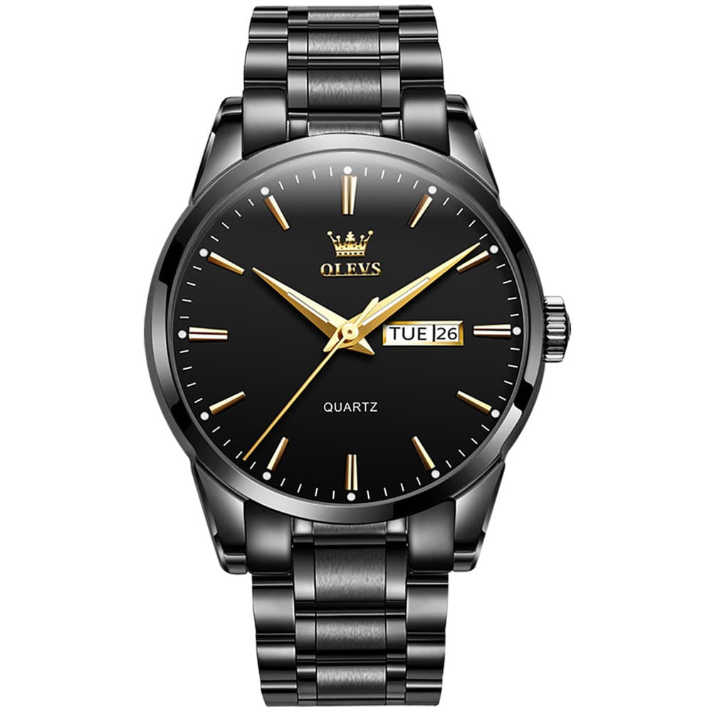 OLEVS 6898 Ultra Thin Day Date Watch Stainless Steel Quartz Casual Timepiece for Men - Gold White Watch | Olevs Watch Store