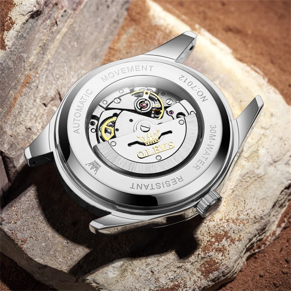 OLEVS 7012 Roman Numerals Diamond Bezel Mechanical Watch for Men - All Gold Watch | Olevs Watch Store
