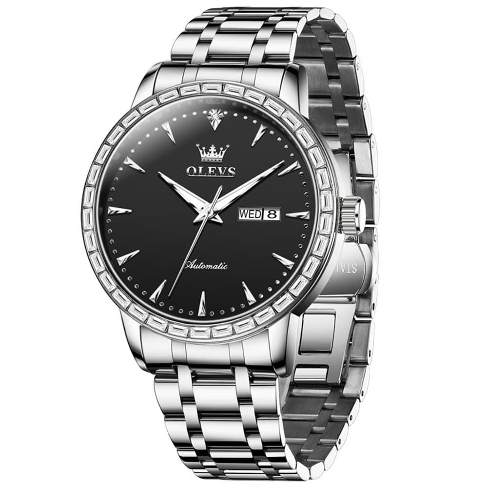 OLEVS 7019 Diamond Bezel Automatic Mechanical Watch For Men - All Gold Watch | Olevs Watch Store