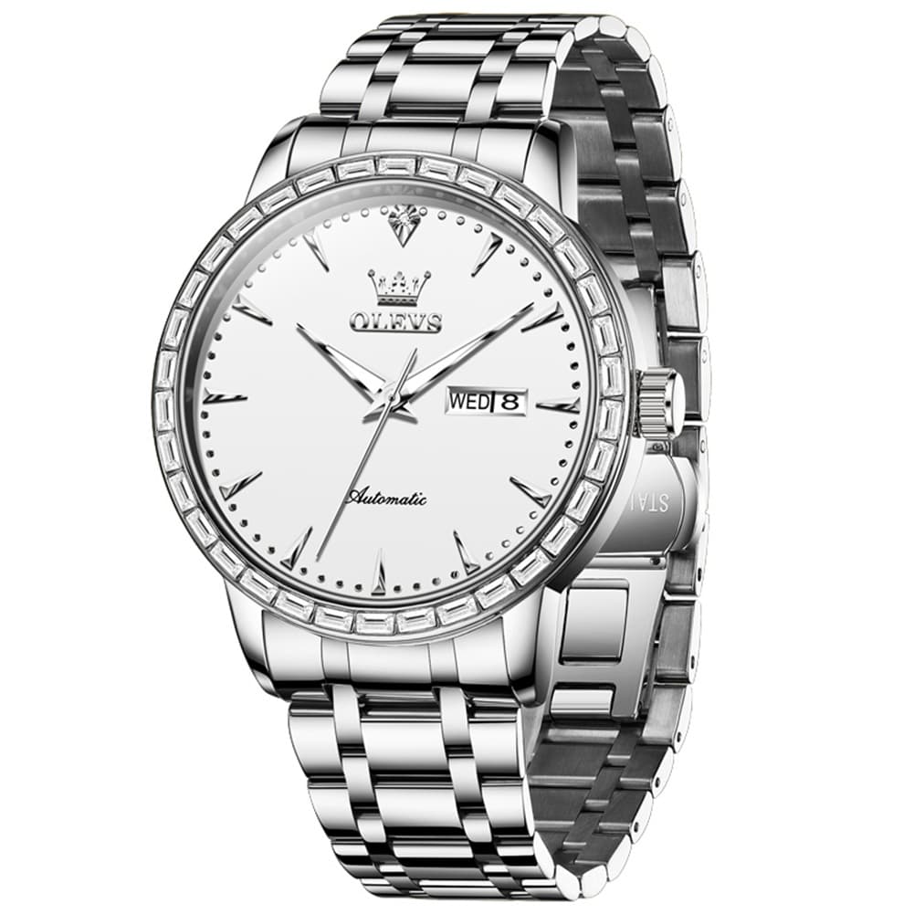 OLEVS 7019 Diamond Bezel Automatic Mechanical Watch For Men - All Gold Watch | Olevs Watch Store