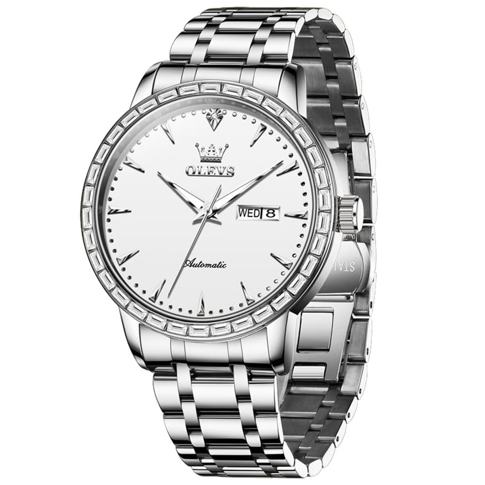 OLEVS 7019 Diamond Bezel Automatic Mechanical Watch For Men - All Gold Watch | Olevs Watch Store