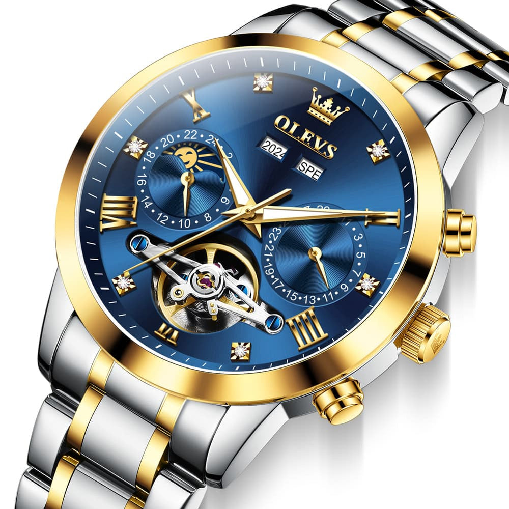 OLEVS 7029 Open Heart Automatic Mechanical Watch For Men - Silver White Watch | Olevs Watch Store