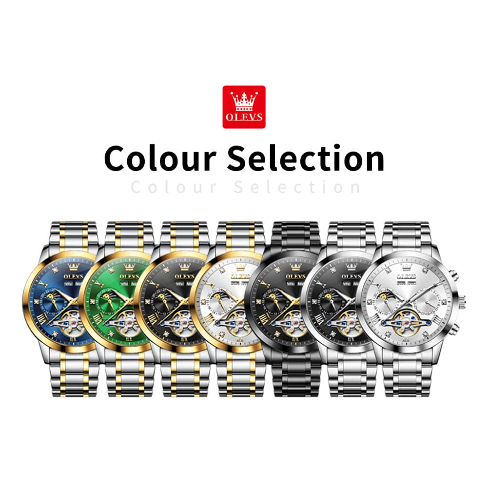 OLEVS 7029 Open Heart Automatic Mechanical Watch For Men - Silver White Watch | Olevs Watch Store
