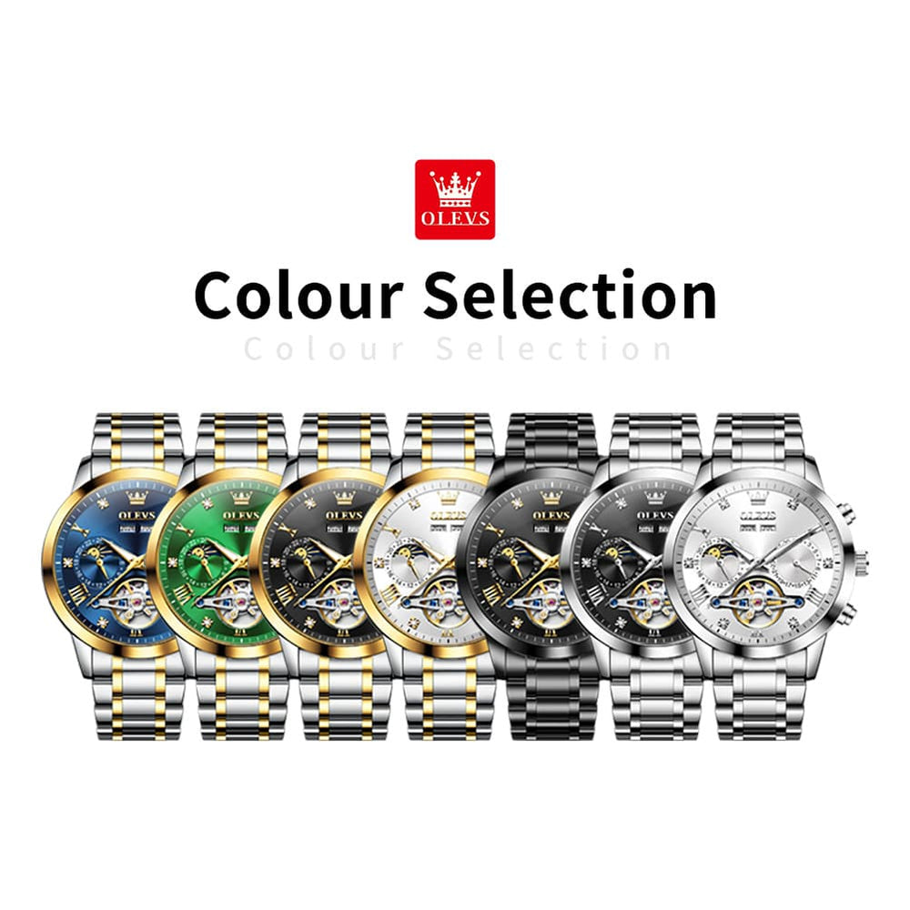 OLEVS 7029 Open Heart Automatic Mechanical Watch For Men - Silver White Watch | Olevs Watch Store