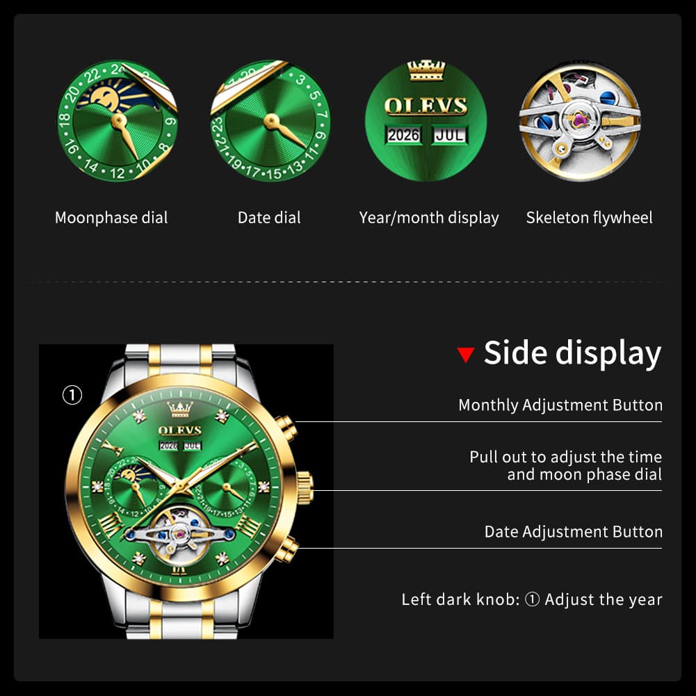 OLEVS 7029 Open Heart Automatic Mechanical Watch For Men - Silver White Watch | Olevs Watch Store