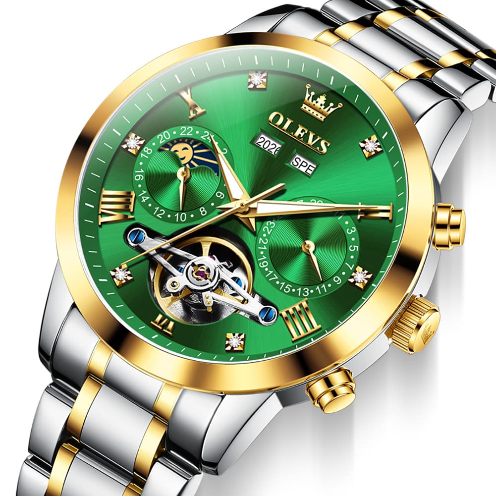 OLEVS 7029 Open Heart Automatic Mechanical Watch For Men - Silver White Watch | Olevs Watch Store