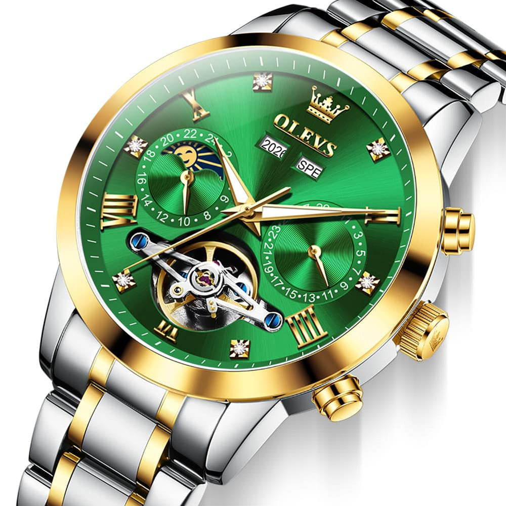 OLEVS 7029 Open Heart Automatic Mechanical Watch For Men - Silver White Watch | Olevs Watch Store