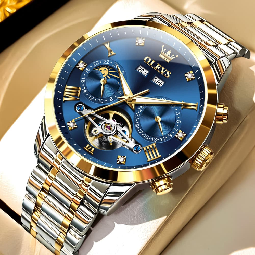 OLEVS 7029 Open Heart Automatic Mechanical Watch For Men - Silver White Watch | Olevs Watch Store
