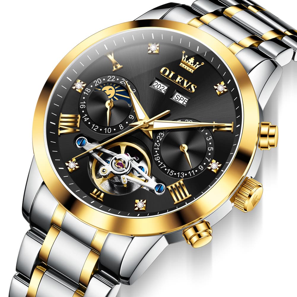 OLEVS 7029 Open Heart Automatic Mechanical Watch For Men - Silver White Watch | Olevs Watch Store