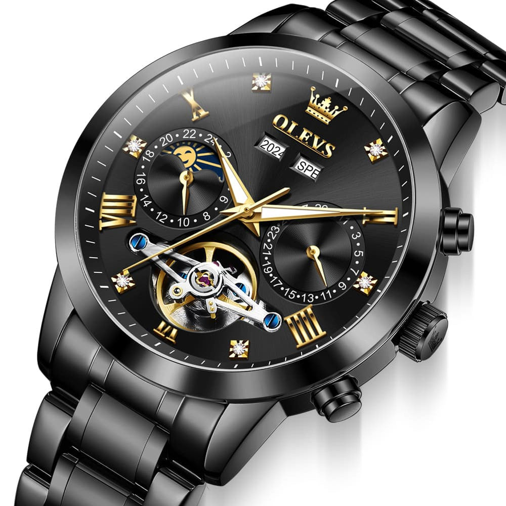 OLEVS 7029 Open Heart Automatic Mechanical Watch For Men - Silver White Watch | Olevs Watch Store