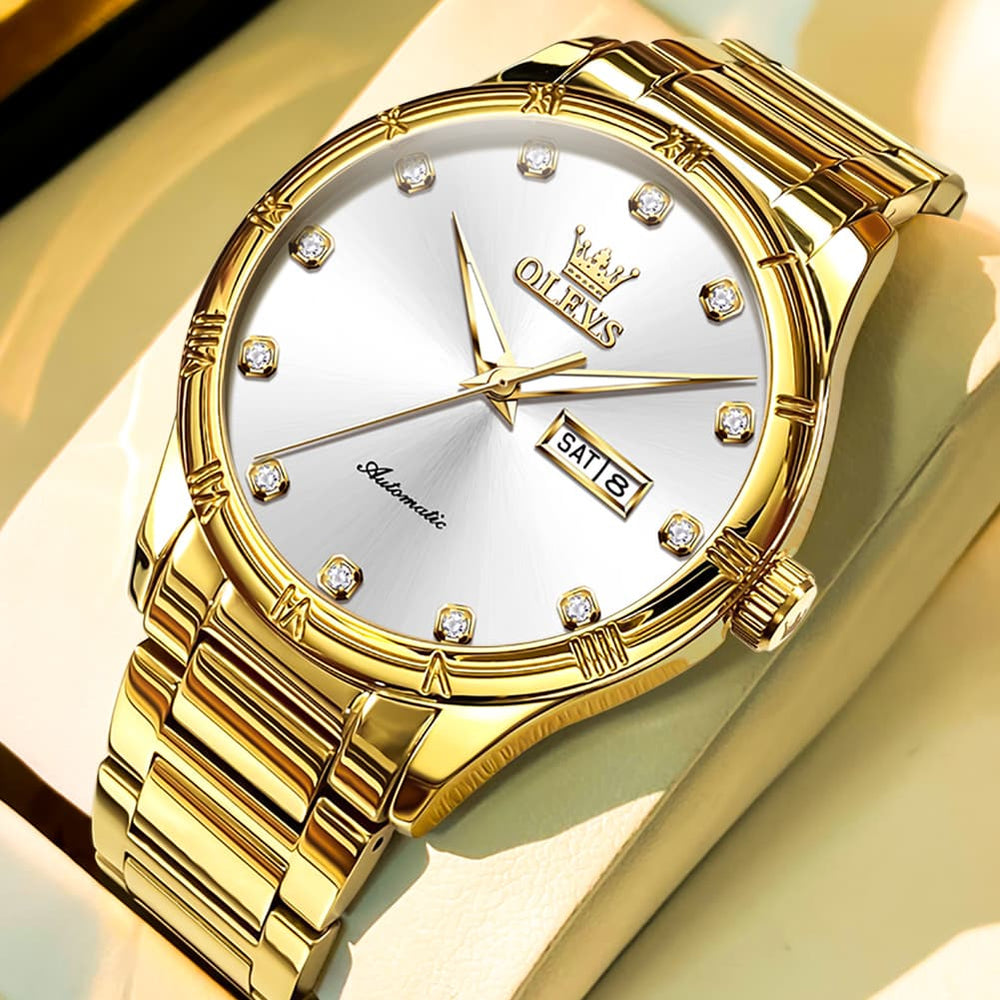 OLEVS 7030 Automatic Mechanical Dress Watch for Men - All Gold Watch | Olevs Watch Store