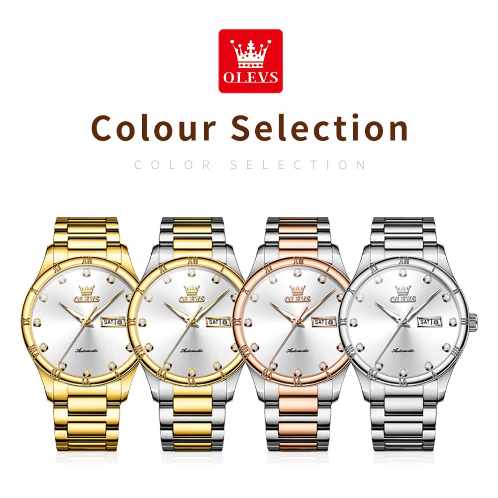 OLEVS 7030 Automatic Mechanical Dress Watch for Men - All Silver Watch | Olevs Watch Store