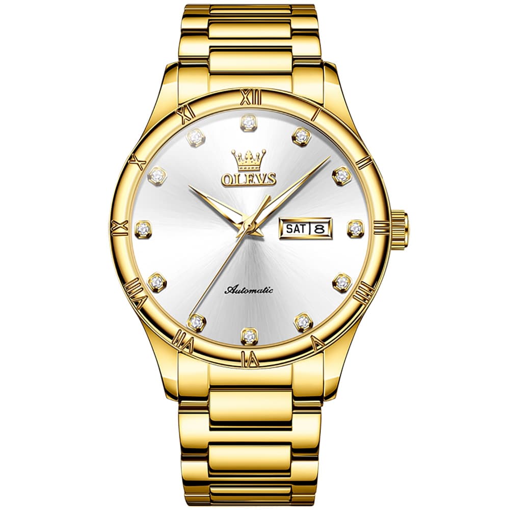 OLEVS 7030 Automatic Mechanical Dress Watch for Men - All Silver Watch | Olevs Watch Store