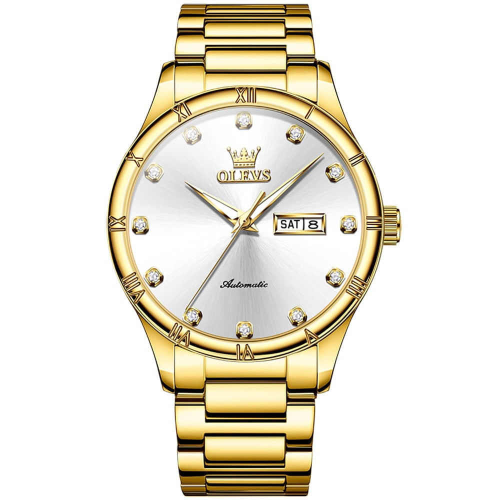 OLEVS 7030 Automatic Mechanical Dress Watch for Men - All Silver Watch | Olevs Watch Store
