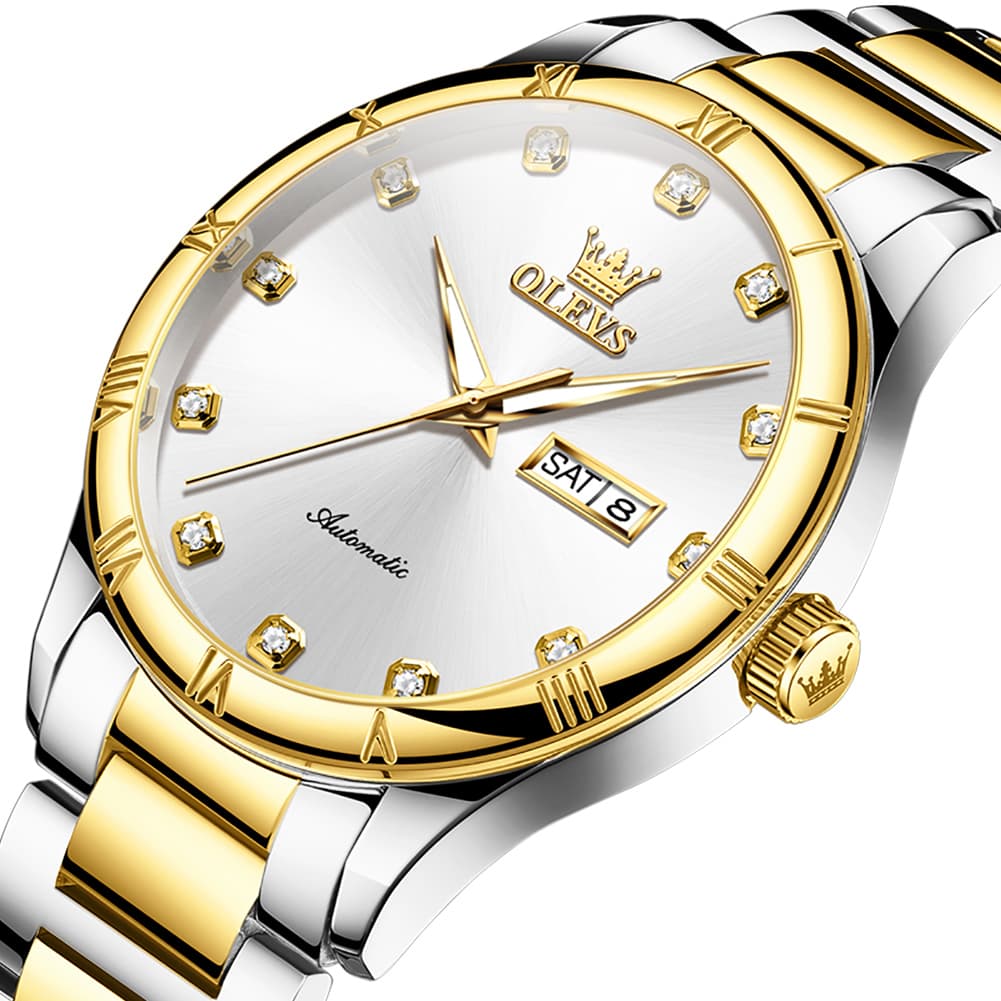 OLEVS 7030 Automatic Mechanical Dress Watch for Men - All Silver Watch | Olevs Watch Store