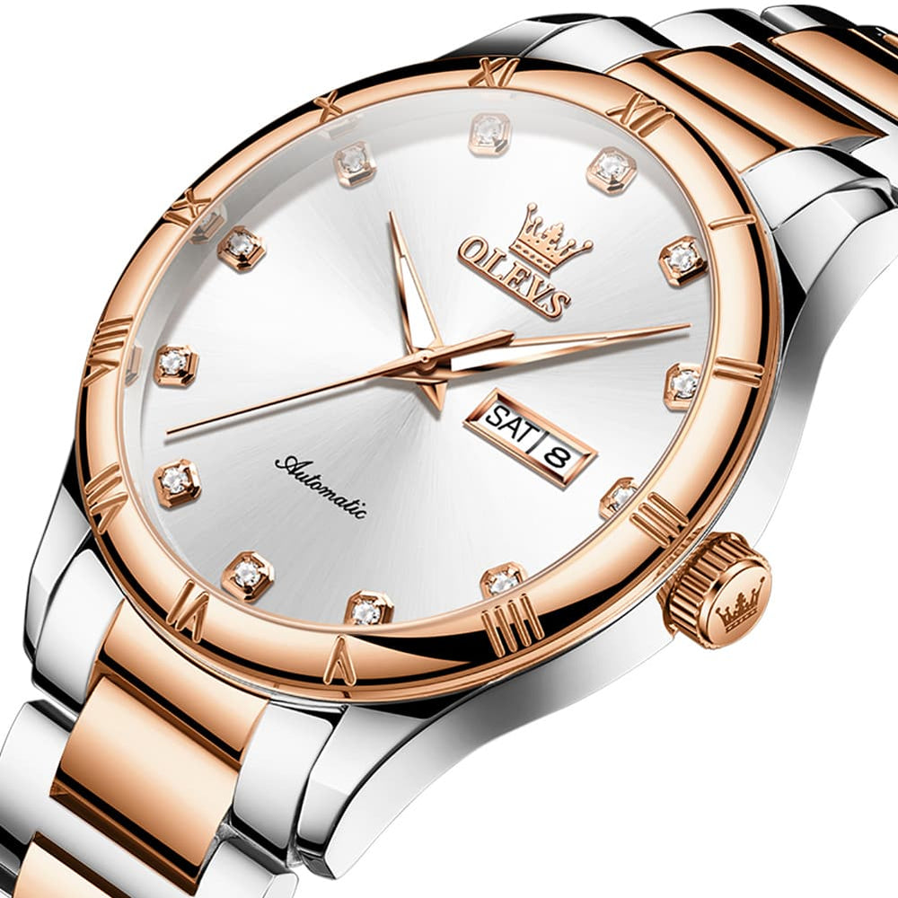 OLEVS 7030 Automatic Mechanical Dress Watch for Men - All Silver Watch | Olevs Watch Store