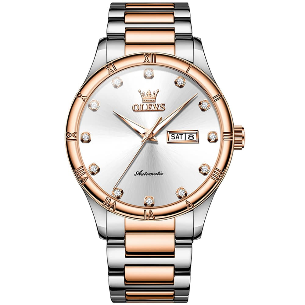 OLEVS 7030 Automatic Mechanical Dress Watch for Men - All Silver Watch | Olevs Watch Store