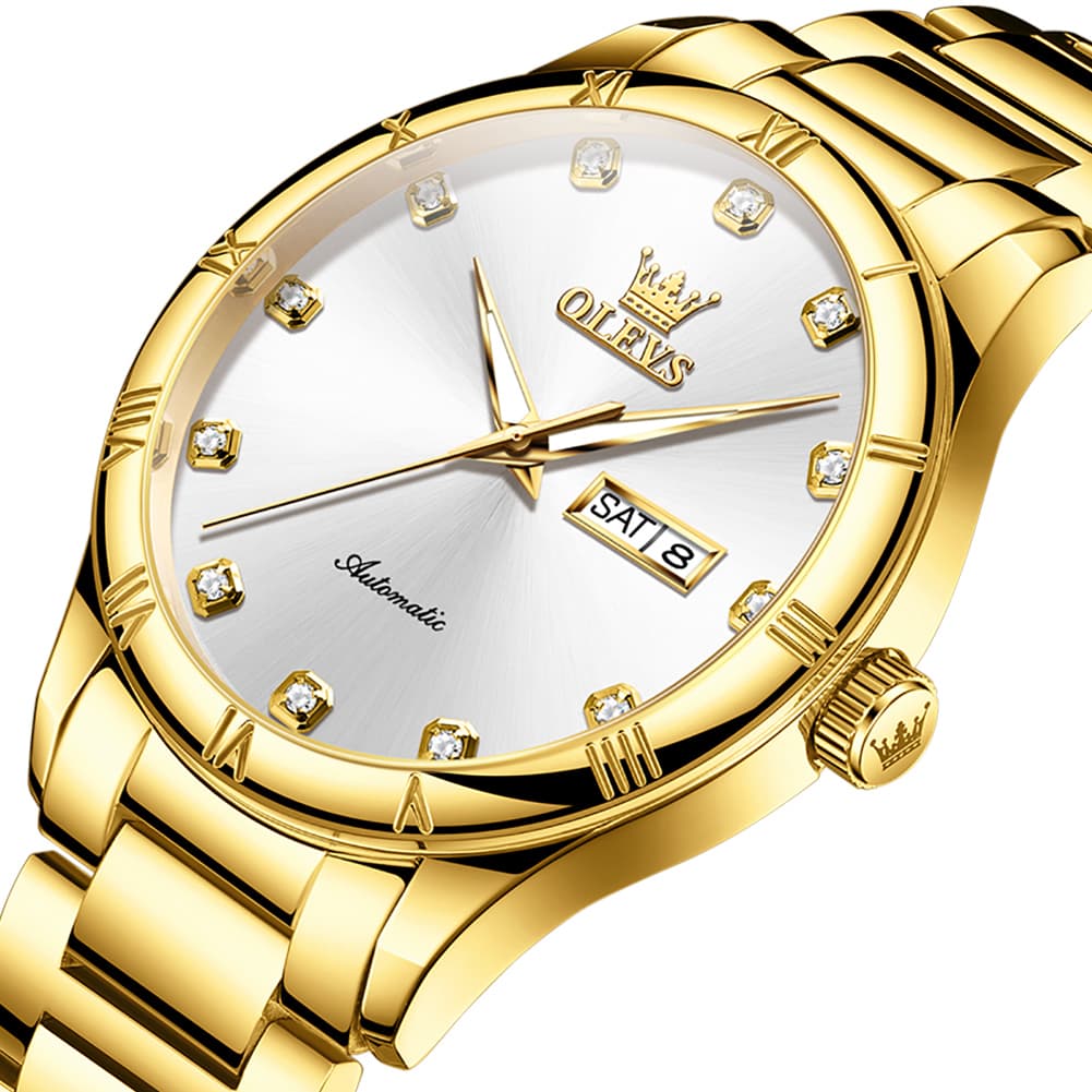 OLEVS 7030 Automatic Mechanical Dress Watch for Men - All Silver Watch | Olevs Watch Store