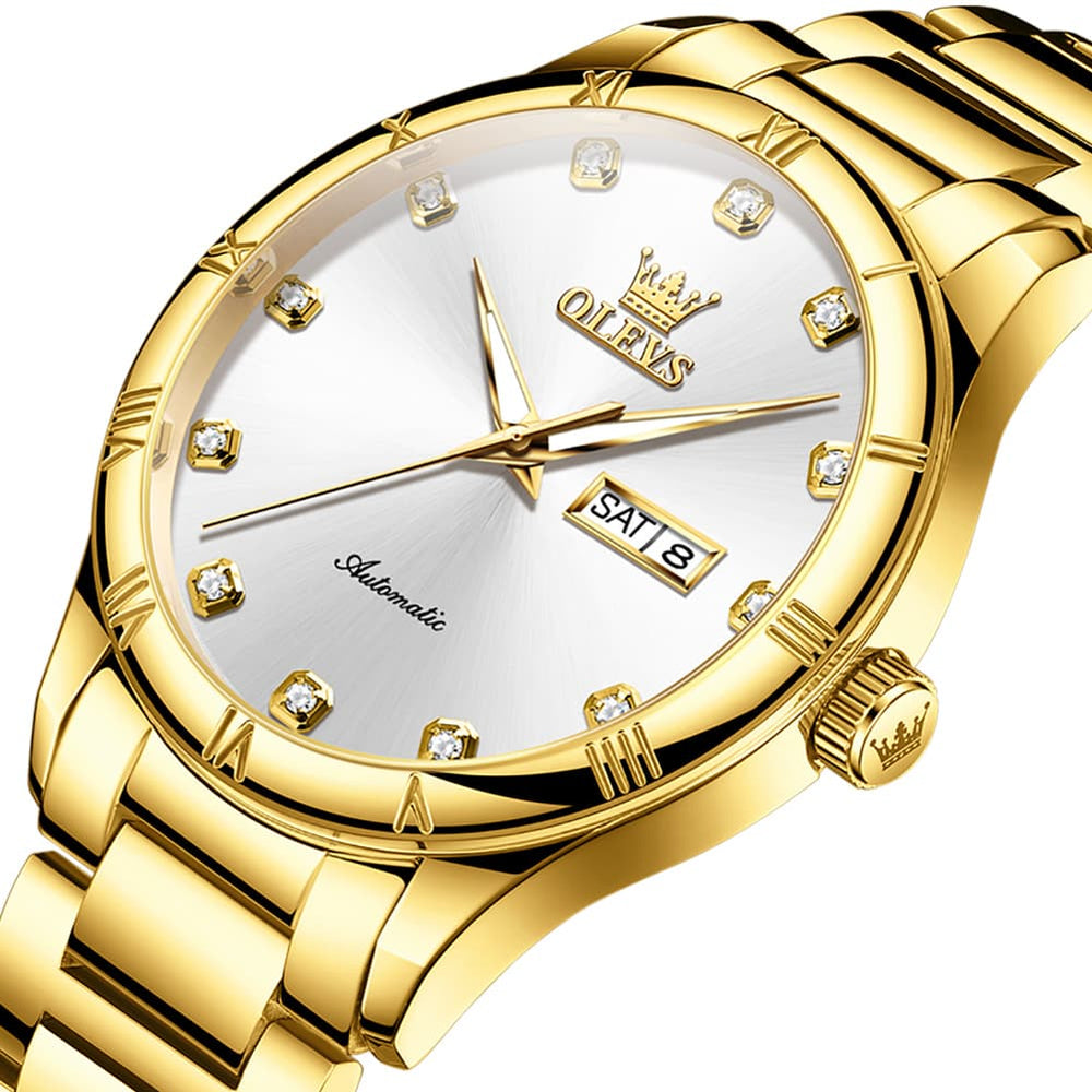 OLEVS 7030 Automatic Mechanical Dress Watch for Men - All Silver Watch | Olevs Watch Store