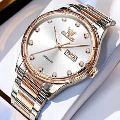 OLEVS 7030 Automatic Mechanical Dress Watch for Men - Two Tone Rose Gold Watch | Olevs Watch Store