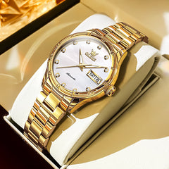OLEVS 7030 Elegant Automatic Mechanical Watch For Women - All Gold Watch | Olevs Watch Store