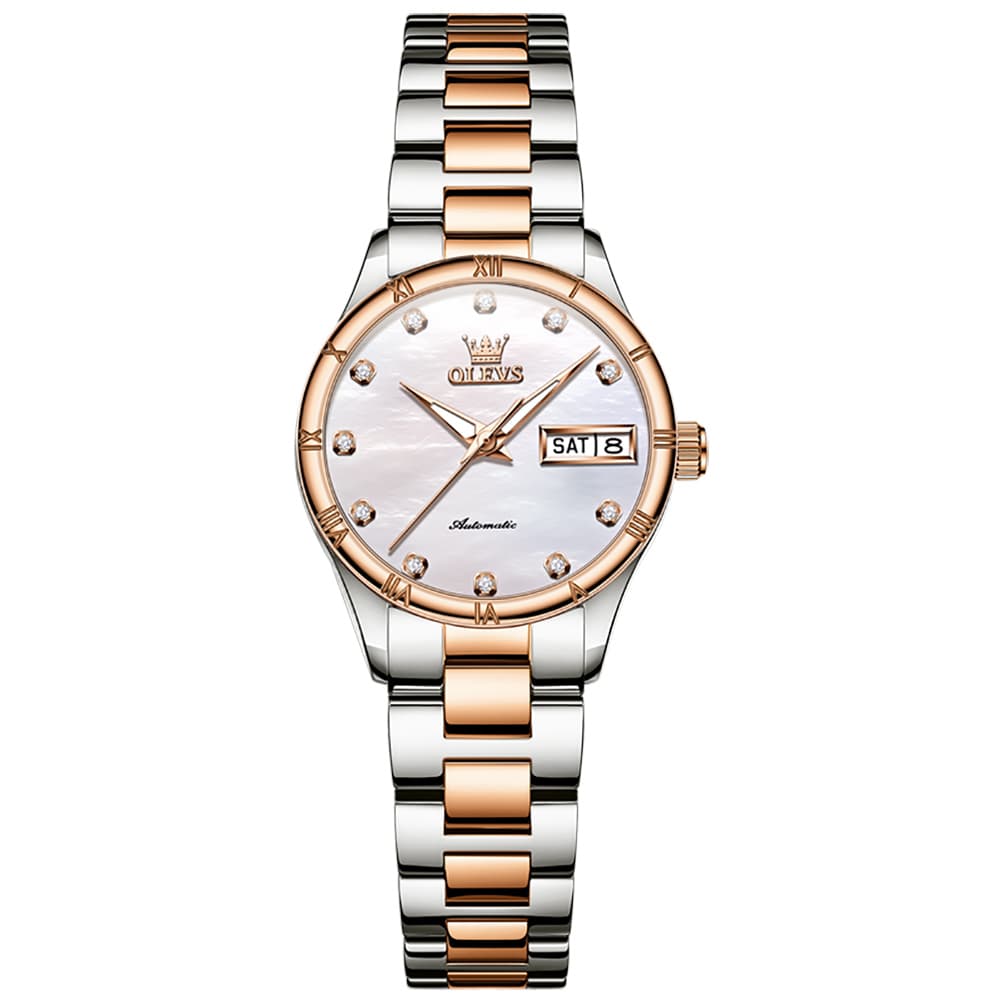 OLEVS 7030 Elegant Automatic Mechanical Watch For Women - All Silver Watch | Olevs Watch Store