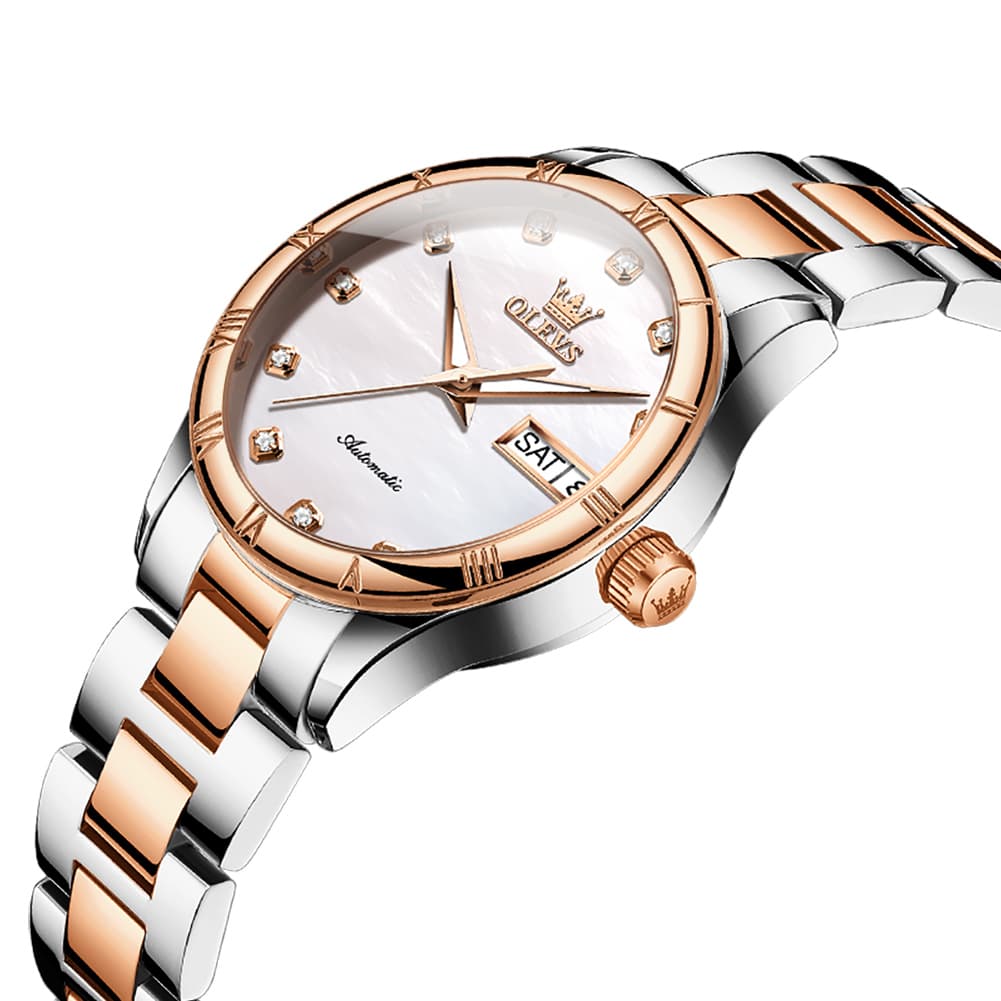 OLEVS 7030 Elegant Automatic Mechanical Watch For Women - All Silver Watch | Olevs Watch Store