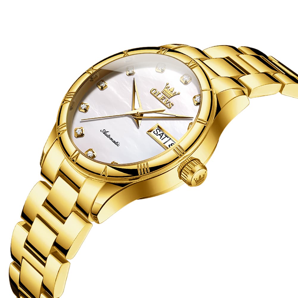 OLEVS 7030 Elegant Automatic Mechanical Watch For Women - All Silver Watch | Olevs Watch Store
