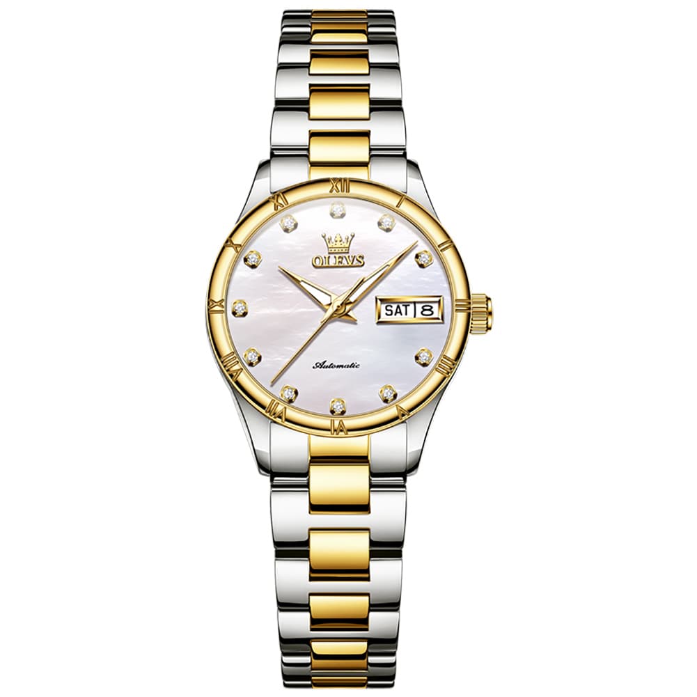 OLEVS 7030 Elegant Automatic Mechanical Watch For Women - All Silver Watch | Olevs Watch Store